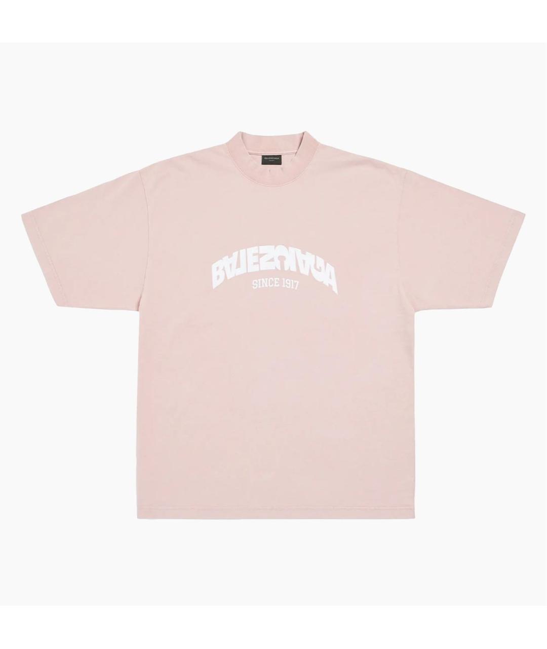 BALENCIAGA Розовая хлопковая футболка, фото 6