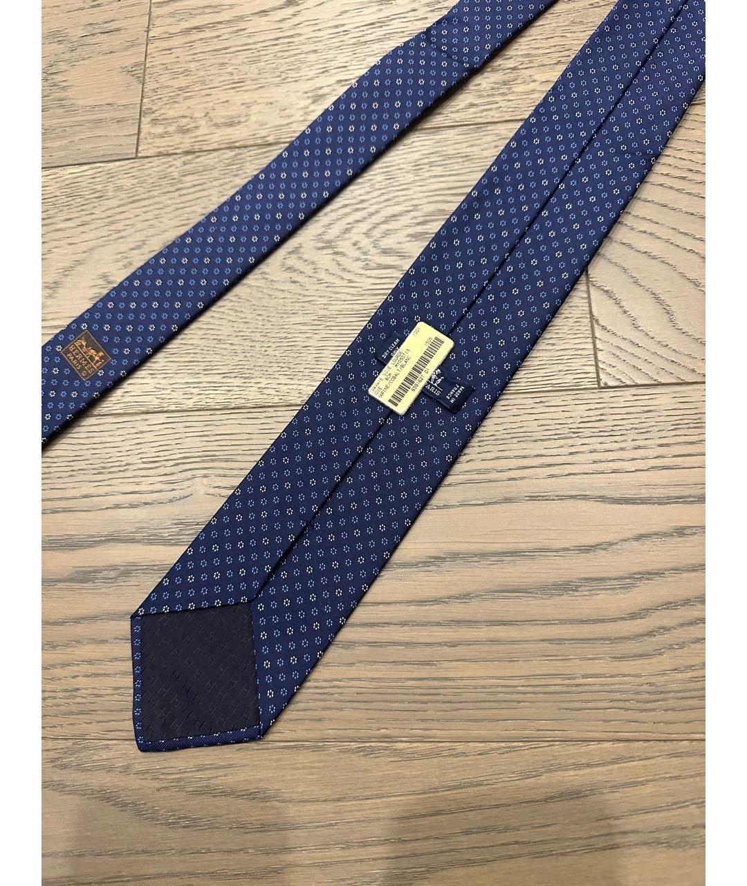 HERMES Синий шелковый галстук, фото 2