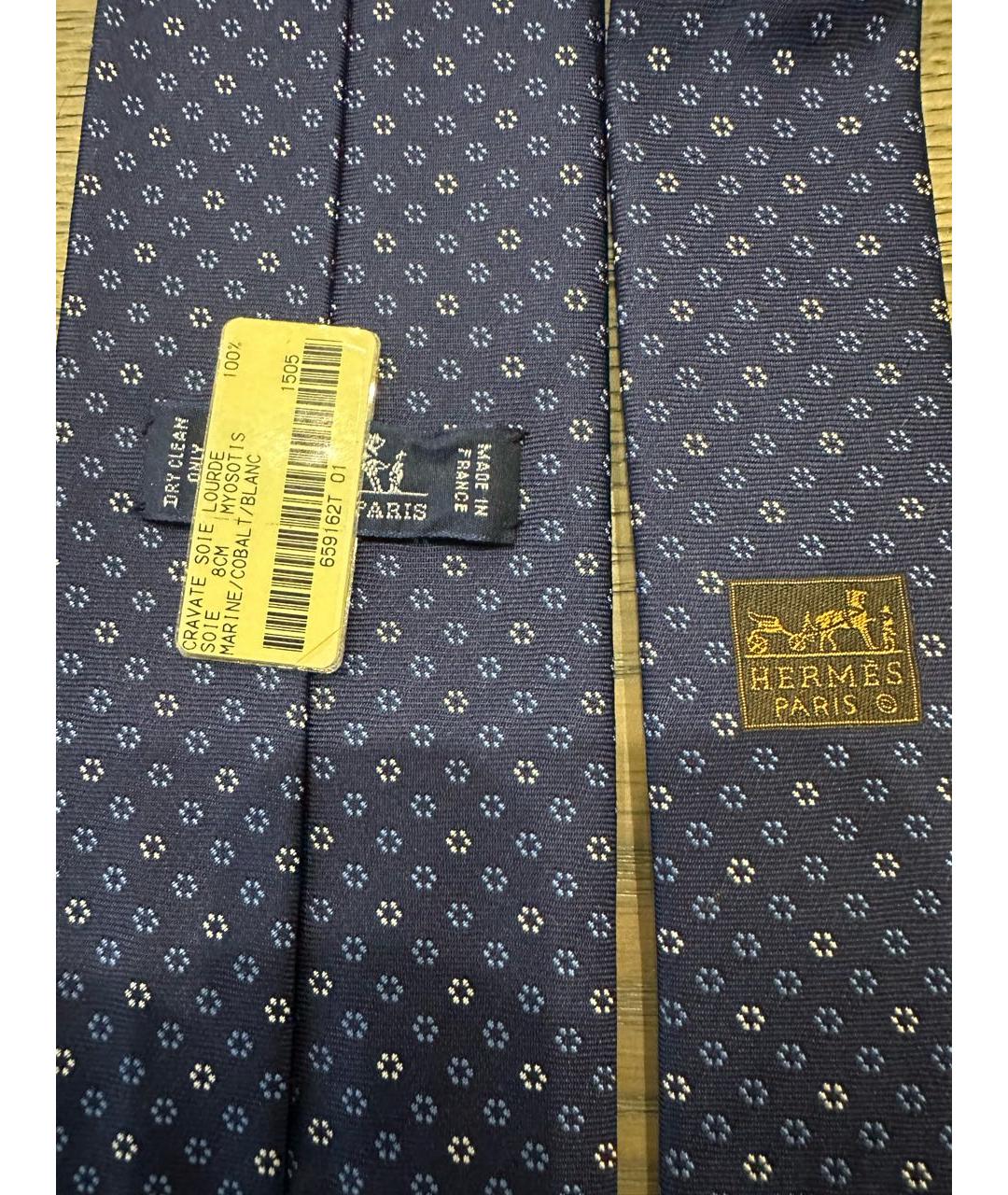 HERMES Синий шелковый галстук, фото 4