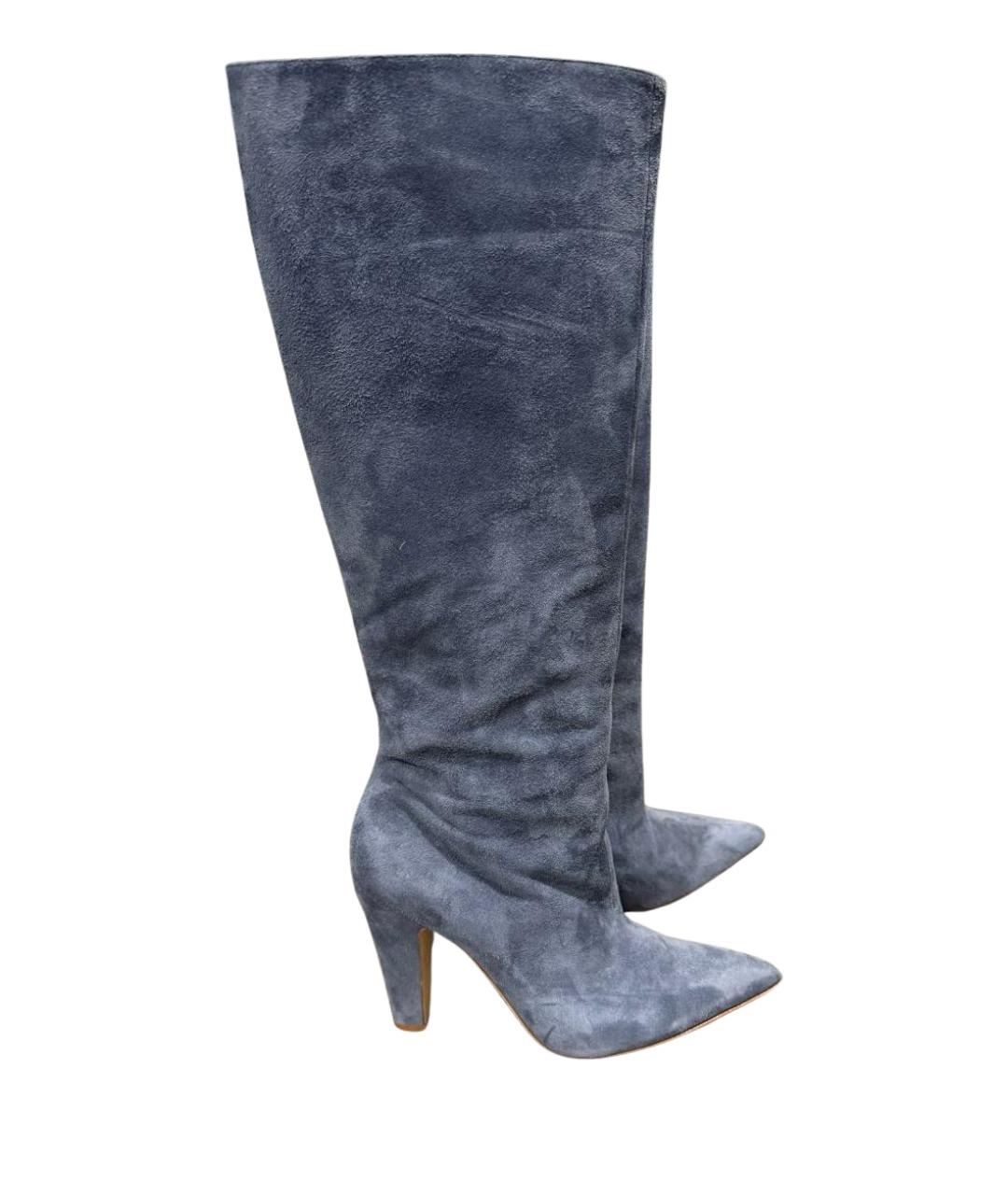 MANOLO BLAHNIK Голубые замшевые сапоги, фото 1