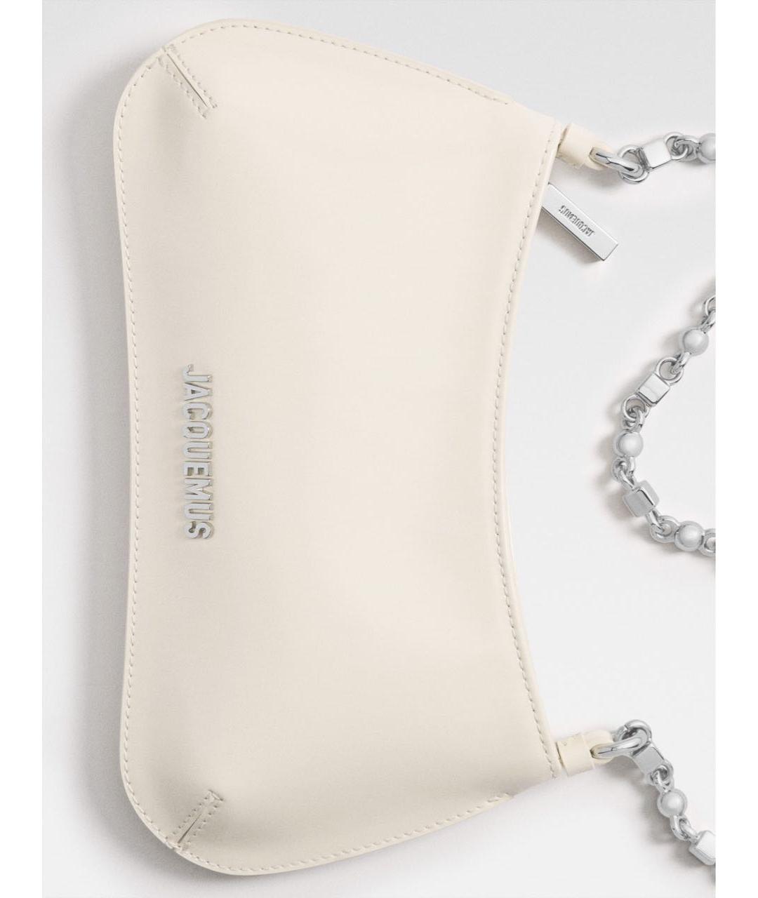 JACQUEMUS Белая кожаная сумка с короткими ручками, фото 4