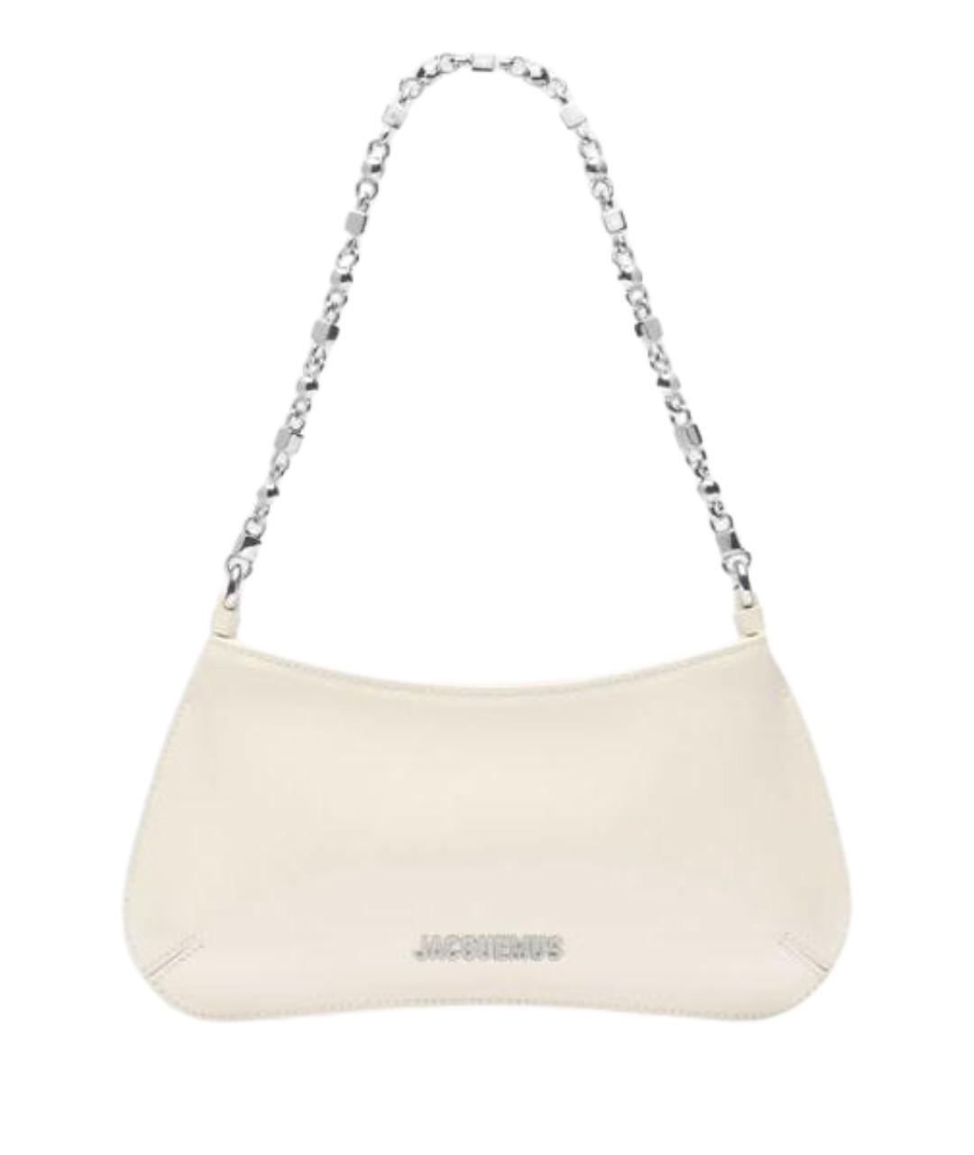 JACQUEMUS Белая кожаная сумка с короткими ручками, фото 1