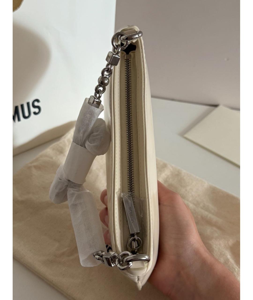 JACQUEMUS Белая кожаная сумка с короткими ручками, фото 6