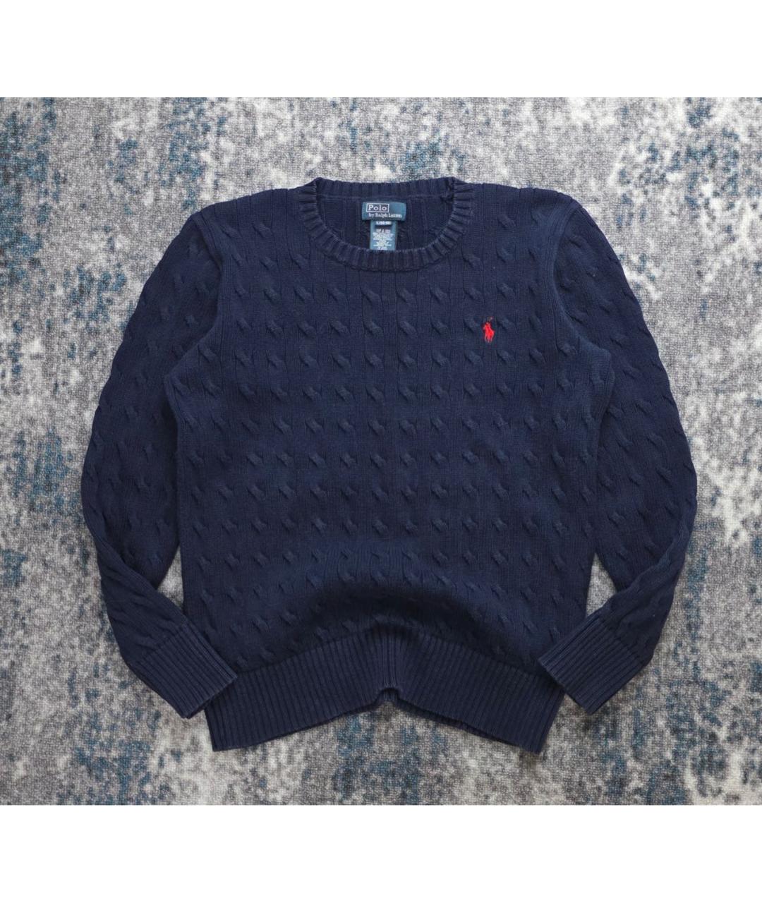 POLO RALPH LAUREN Темно-синий хлопковый джемпер / свитер, фото 2