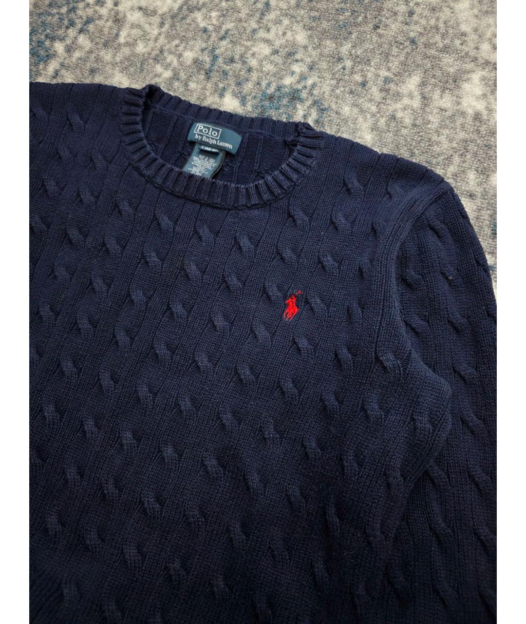 POLO RALPH LAUREN Темно-синий хлопковый джемпер / свитер, фото 3