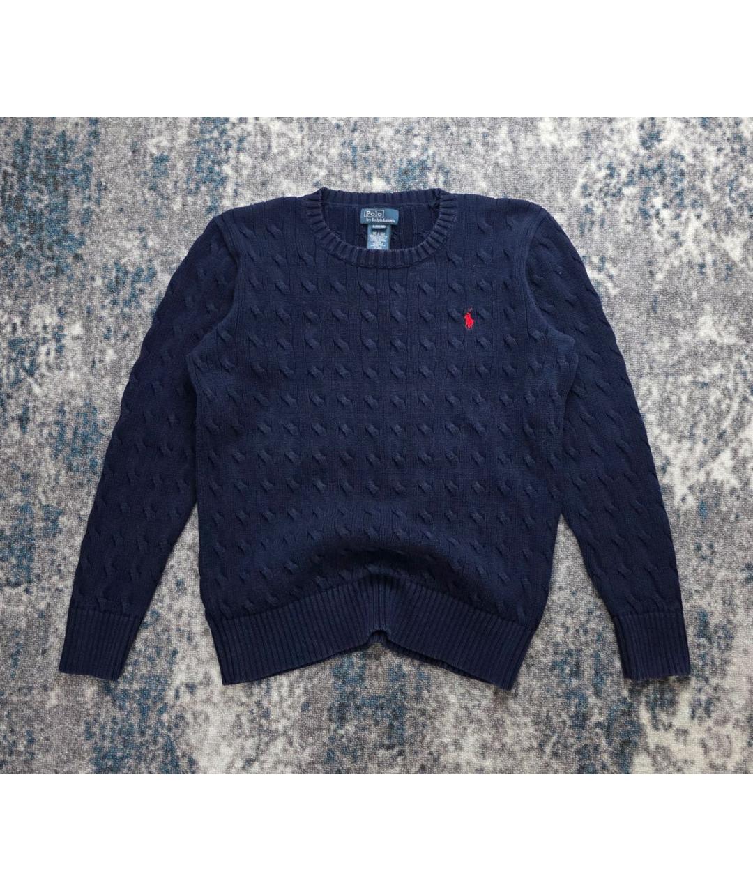 POLO RALPH LAUREN Темно-синий хлопковый джемпер / свитер, фото 6