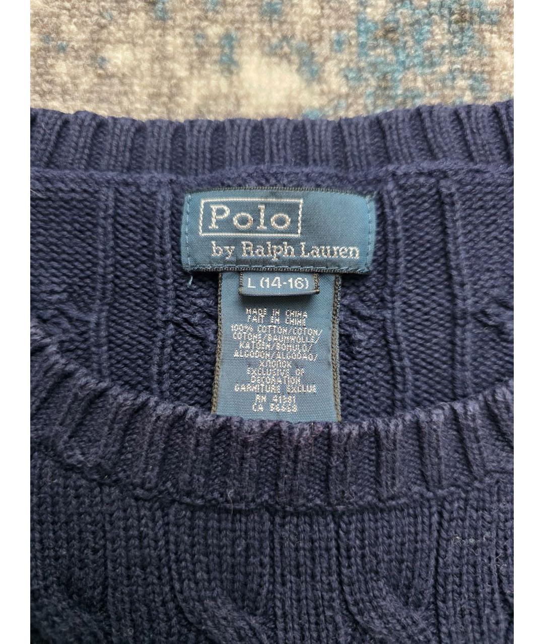 POLO RALPH LAUREN Темно-синий хлопковый джемпер / свитер, фото 4