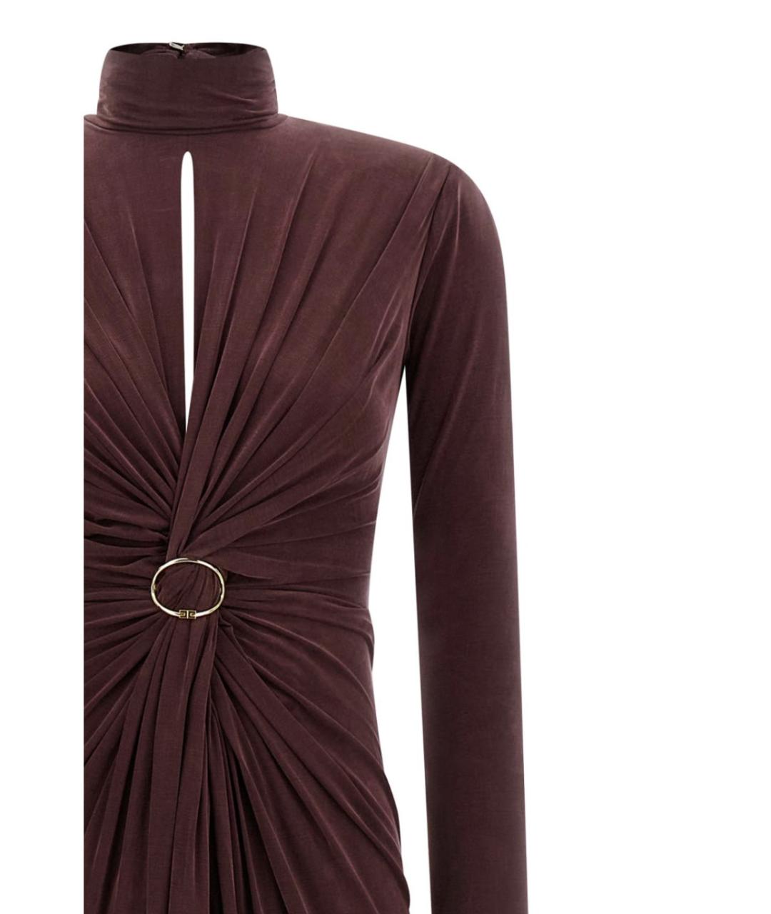 ELISABETTA FRANCHI Бордовое вискозное вечернее платье, фото 3