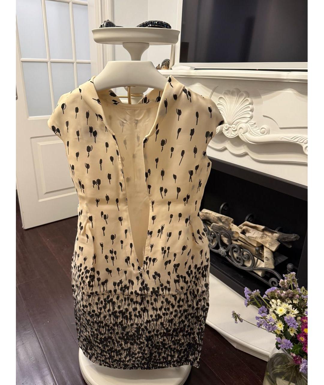 MAX MARA Белое шелковое повседневное платье, фото 2