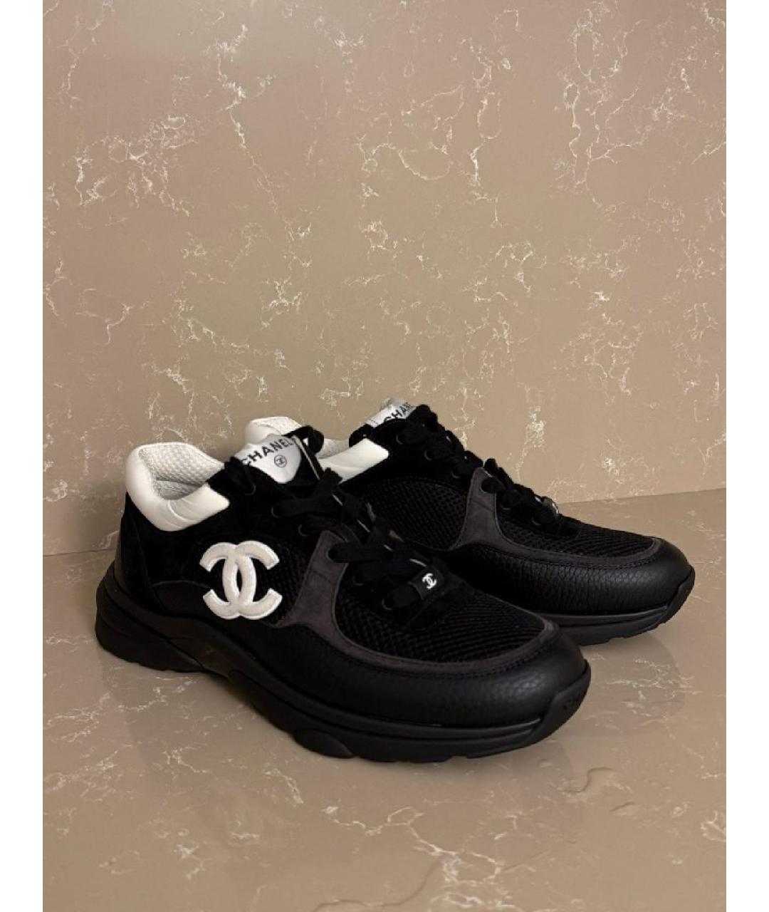 CHANEL Черные кожаные кроссовки, фото 2