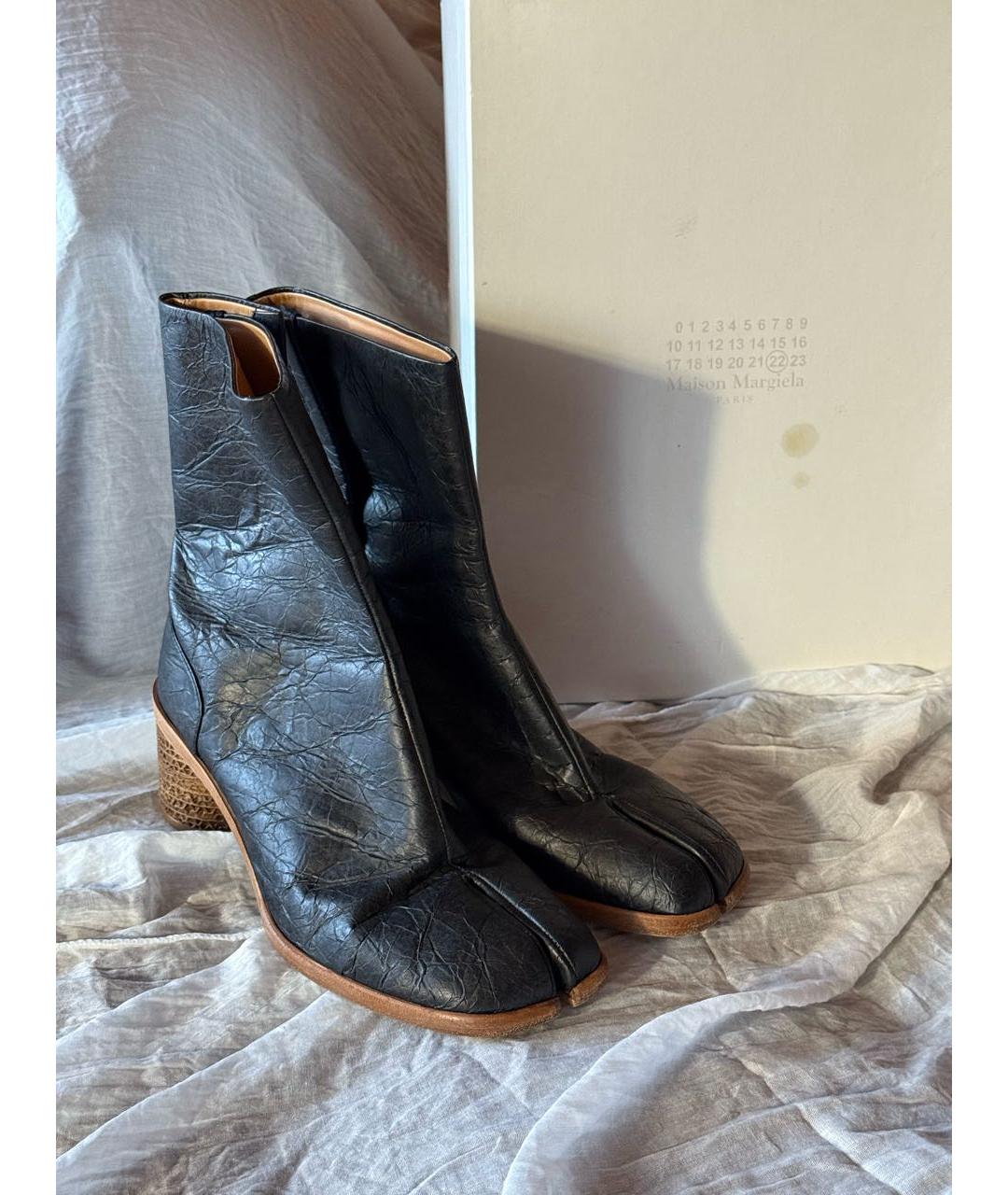 MAISON MARGIELA Черные кожаные ботильоны, фото 6
