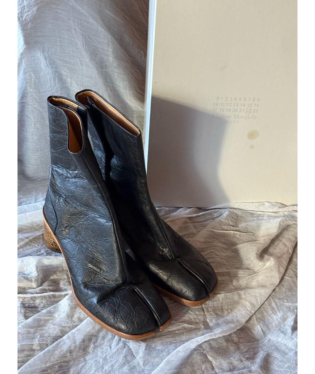 MAISON MARGIELA Черные кожаные ботильоны, фото 2