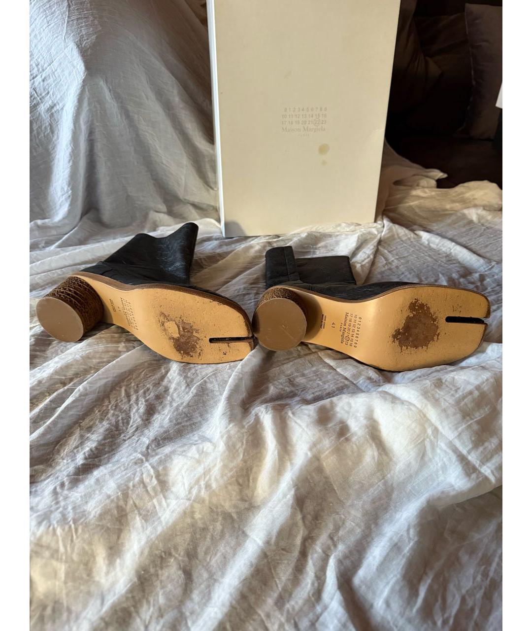 MAISON MARGIELA Черные кожаные ботильоны, фото 5