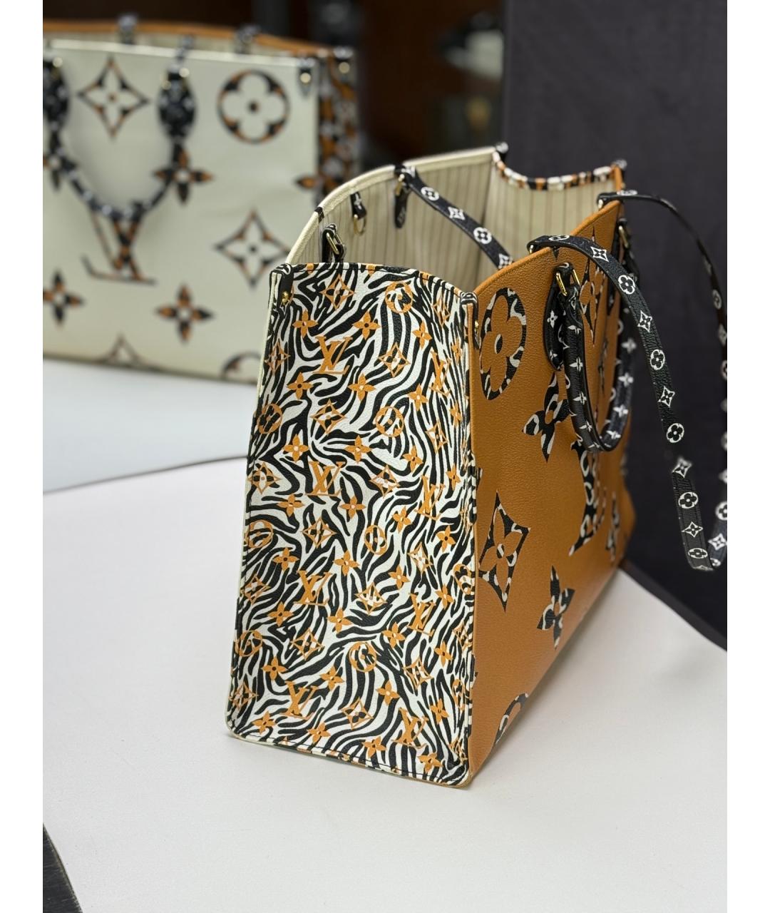 LOUIS VUITTON Горчичная сумка тоут из искусственной кожи, фото 6