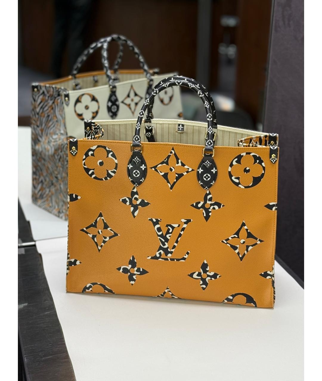 LOUIS VUITTON Горчичная сумка тоут из искусственной кожи, фото 7