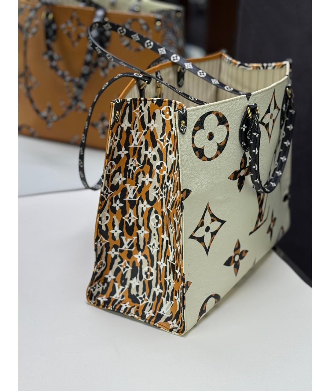 LOUIS VUITTON Горчичная сумка тоут из искусственной кожи, фото 5