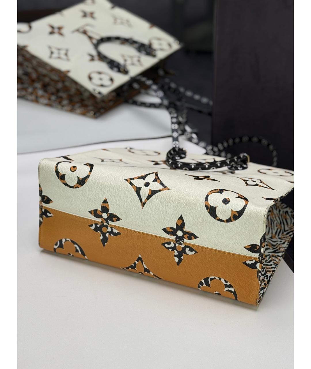 LOUIS VUITTON Горчичная сумка тоут из искусственной кожи, фото 4