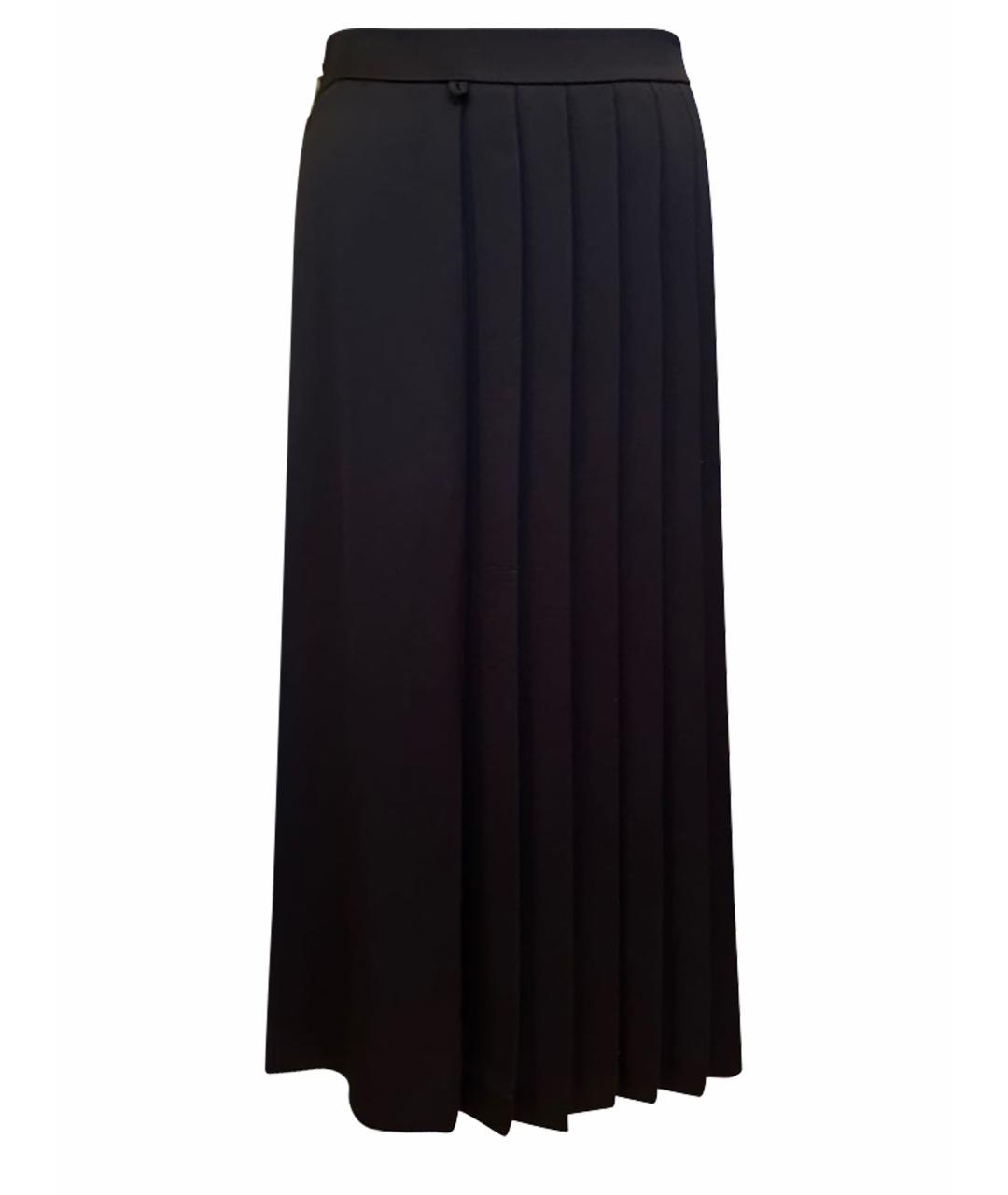 MSGM Черная атласная юбка миди, фото 1