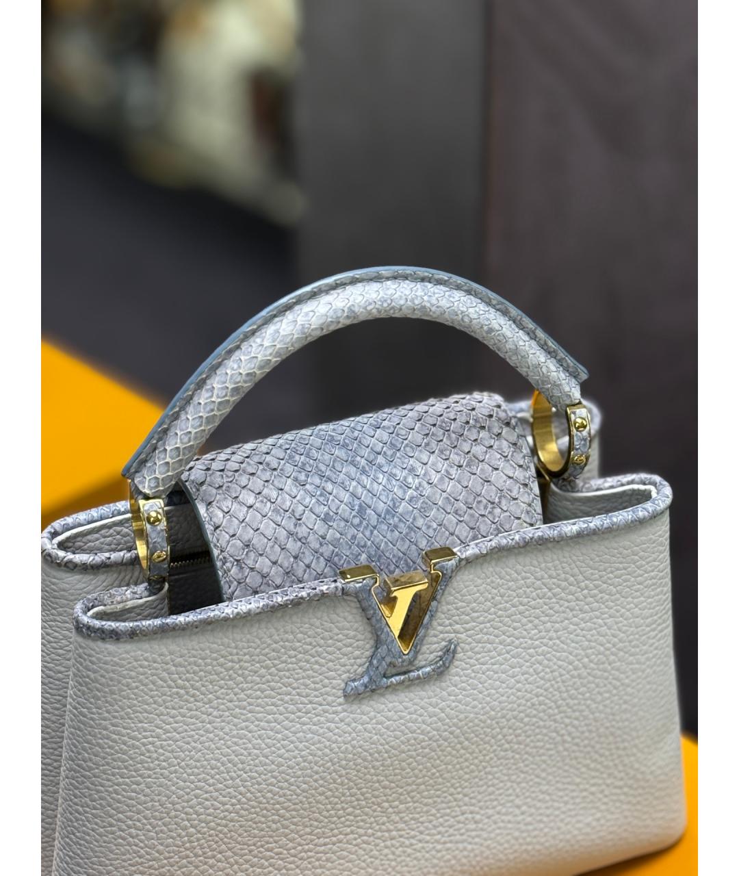 LOUIS VUITTON Голубая кожаная сумка с короткими ручками, фото 7