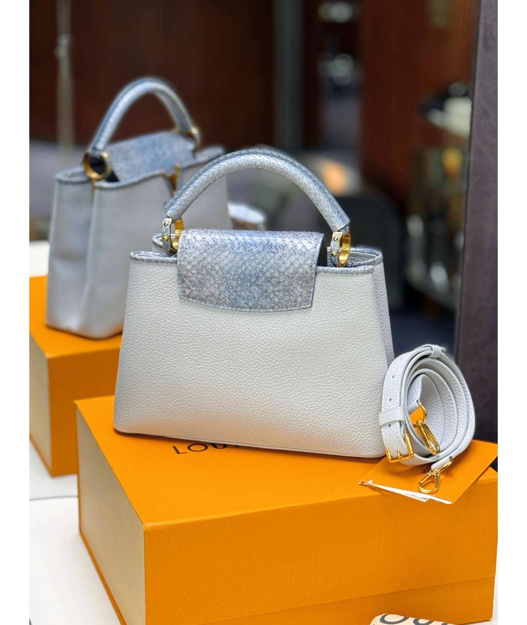 LOUIS VUITTON Голубая кожаная сумка с короткими ручками, фото 3