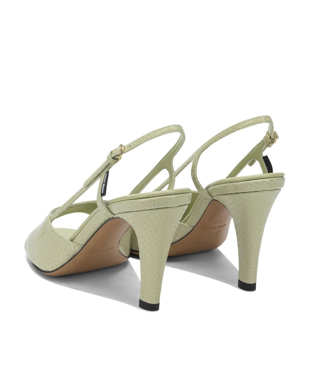 MIU MIU Зеленые кожаные босоножки, фото 4