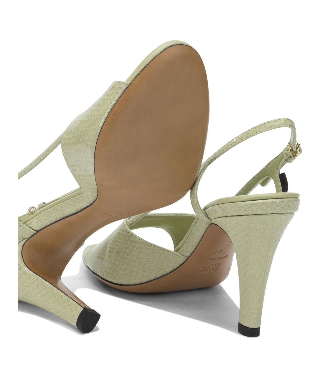 MIU MIU Зеленые кожаные босоножки, фото 5