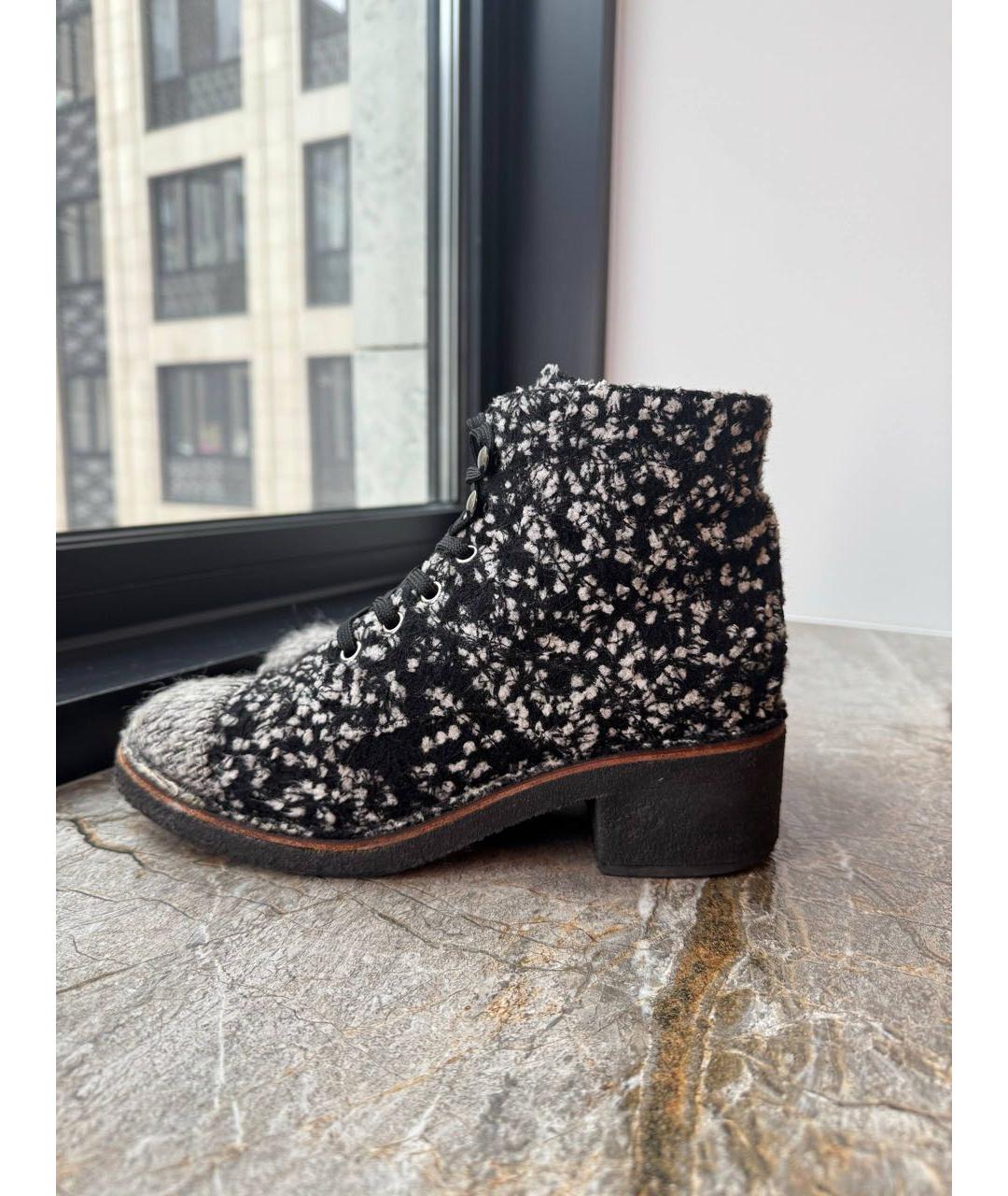 CHANEL Серые текстильные ботинки, фото 6