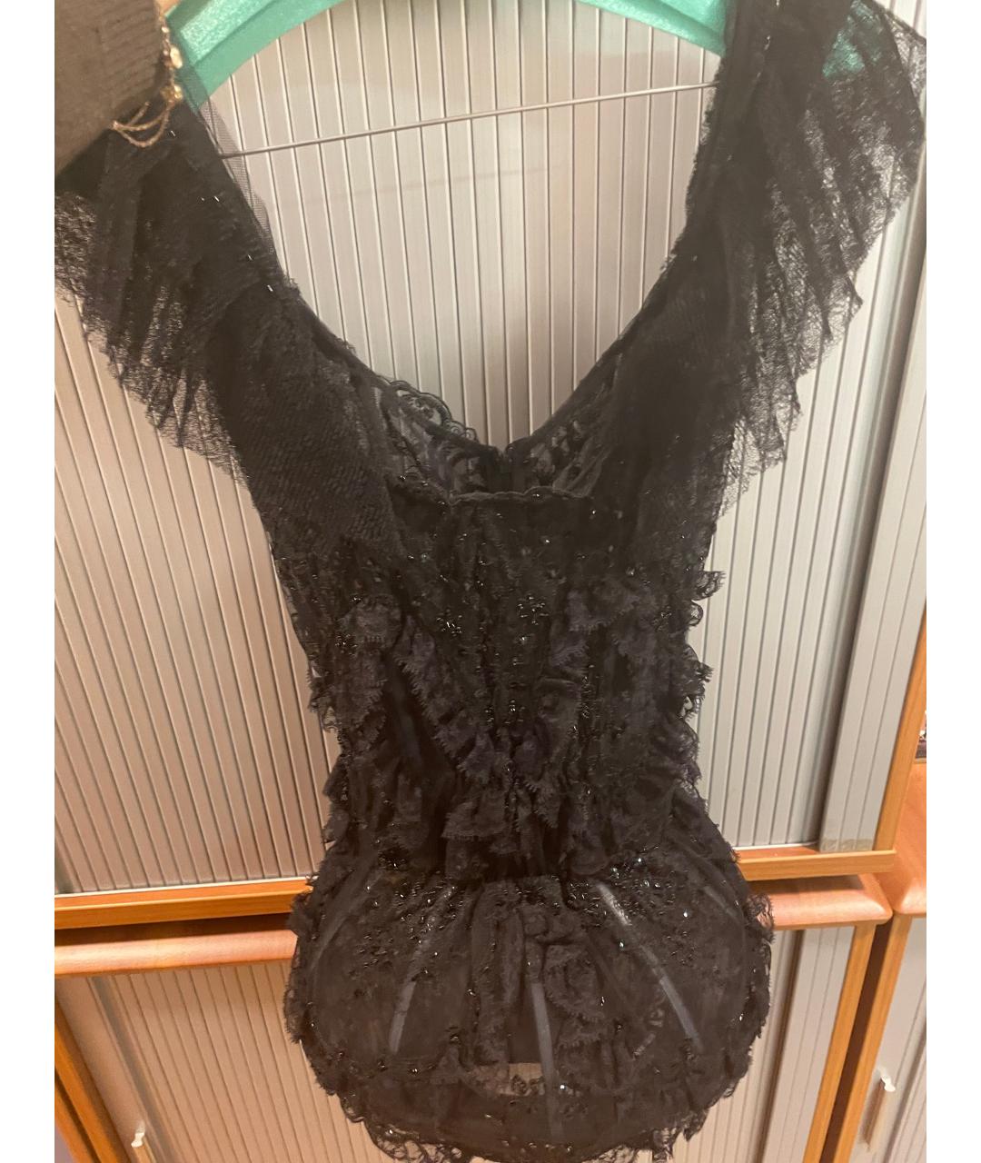 032C Черное полиэстеровое вечернее платье, фото 2