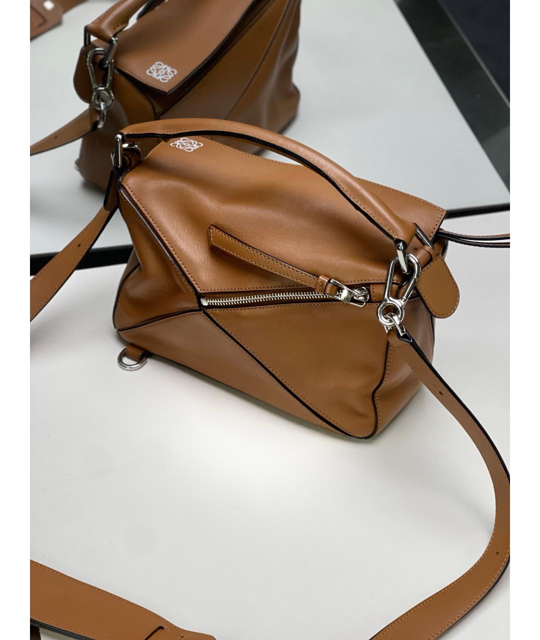 LOEWE Коричневая кожаная сумка с короткими ручками, фото 3