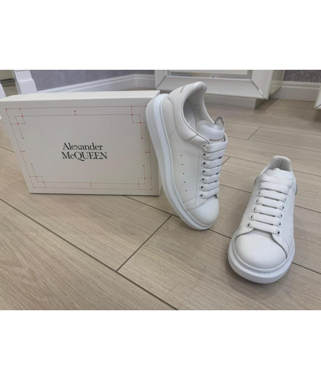 ALEXANDER MCQUEEN Белые кожаные низкие кроссовки / кеды, фото 9
