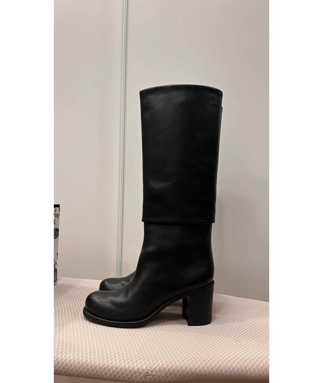 CHANEL Черные кожаные сапоги, фото 4