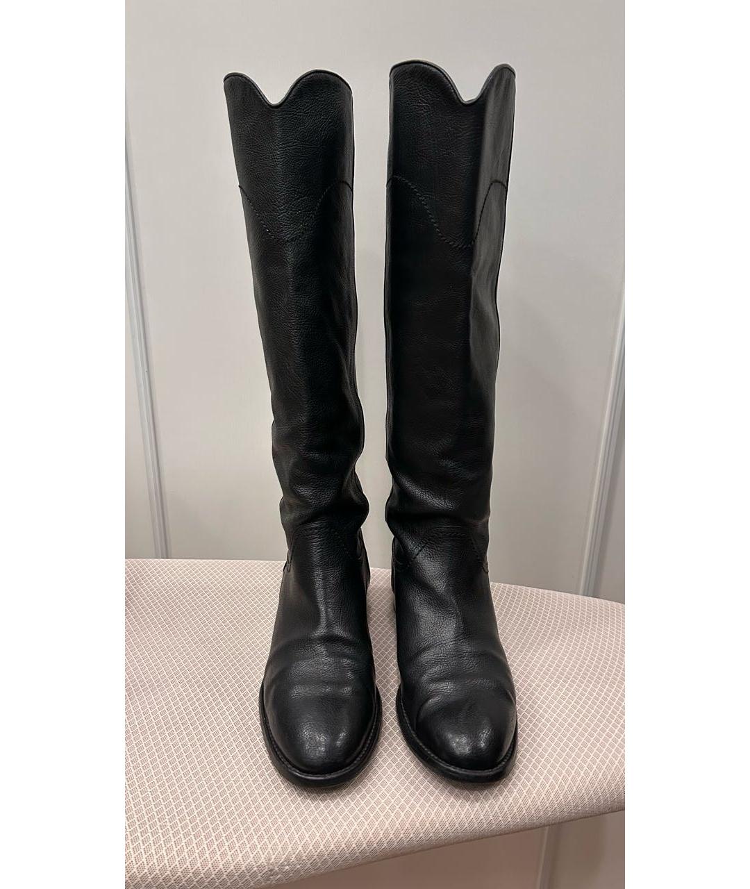 CHANEL Черные кожаные сапоги, фото 2
