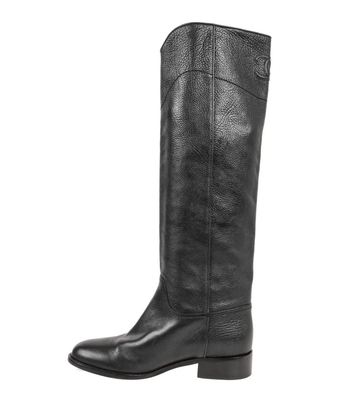 CHANEL Черные кожаные сапоги, фото 7