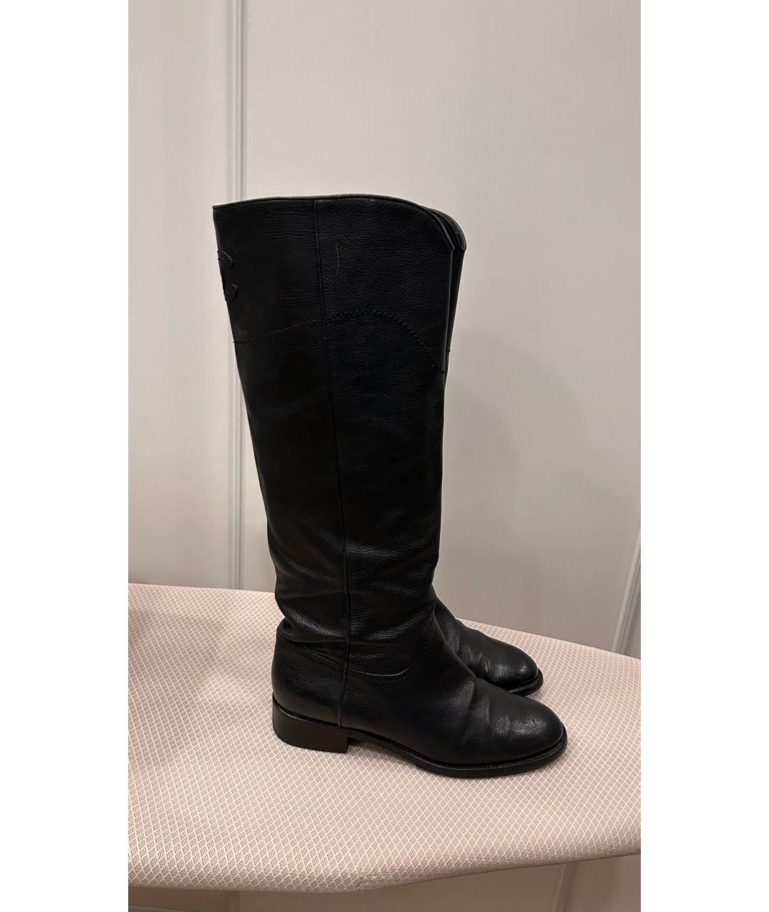 CHANEL Черные кожаные сапоги, фото 6