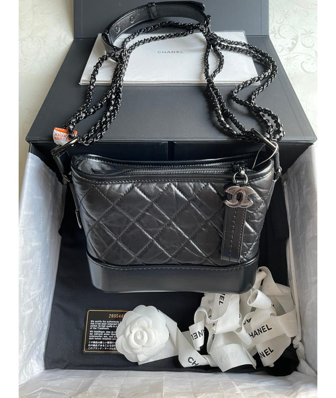 CHANEL Черная кожаная сумка через плечо, фото 7