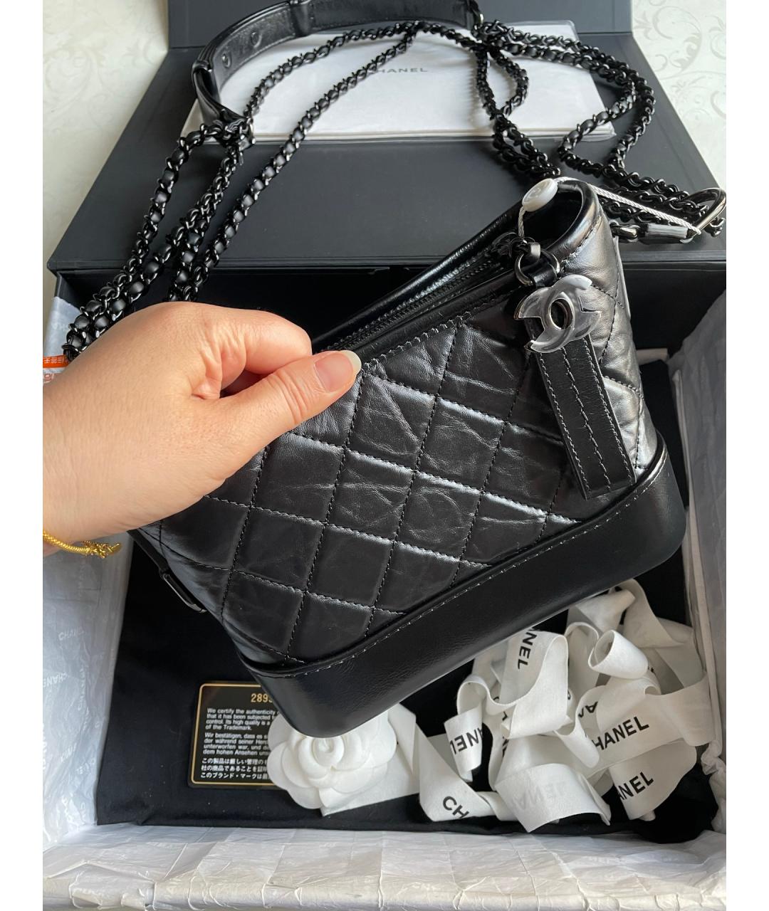 CHANEL Черная кожаная сумка через плечо, фото 2