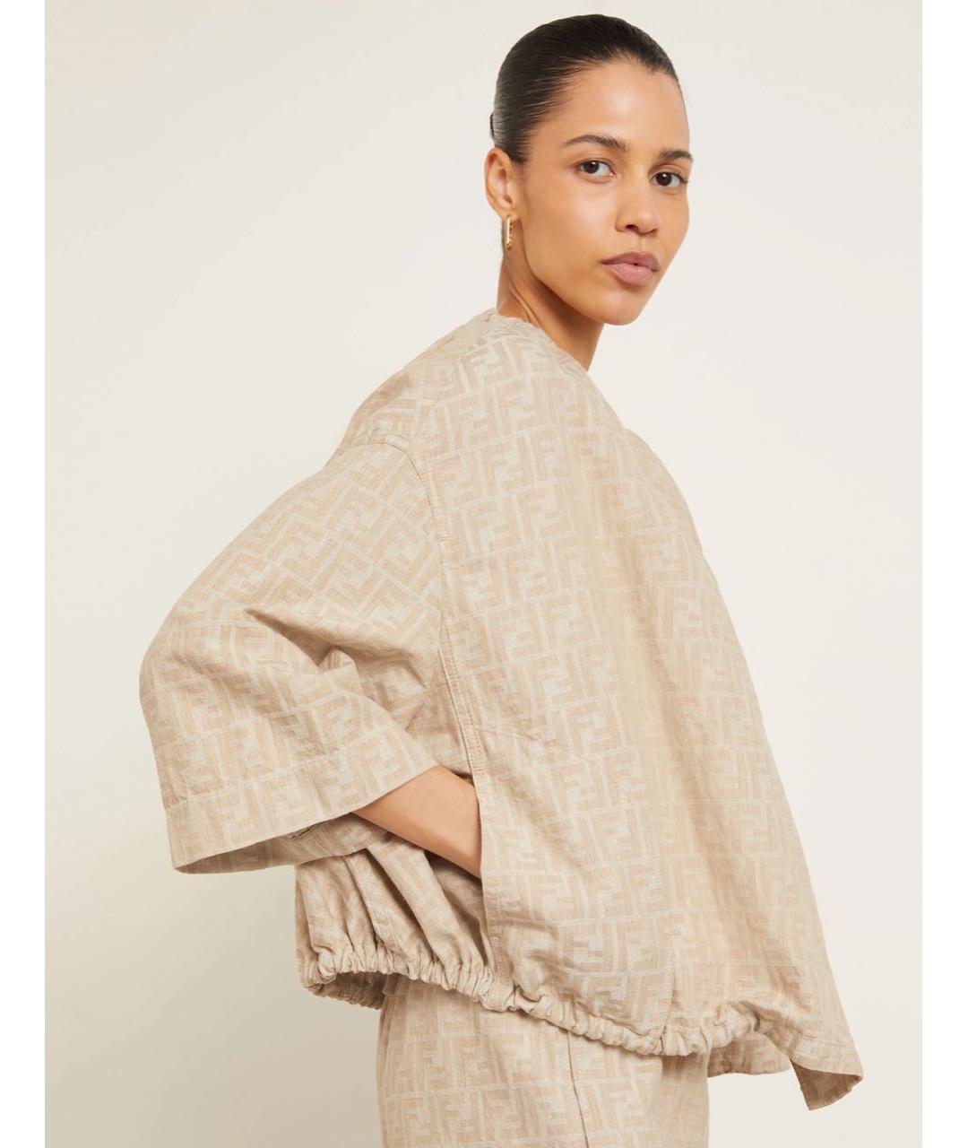 FENDI Бежевая хлопковая куртка, фото 5