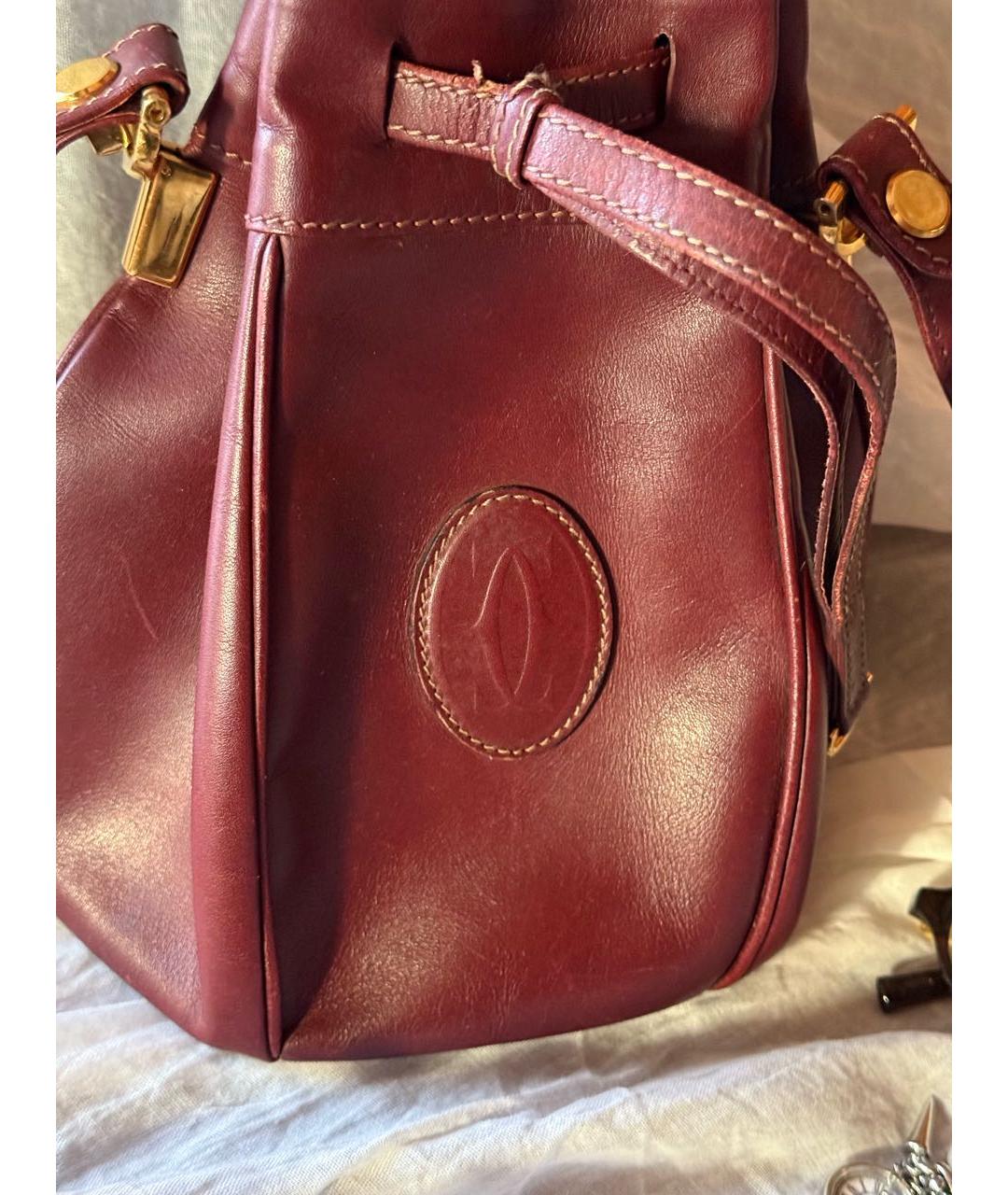 CARTIER Бордовая кожаная сумка через плечо, фото 6