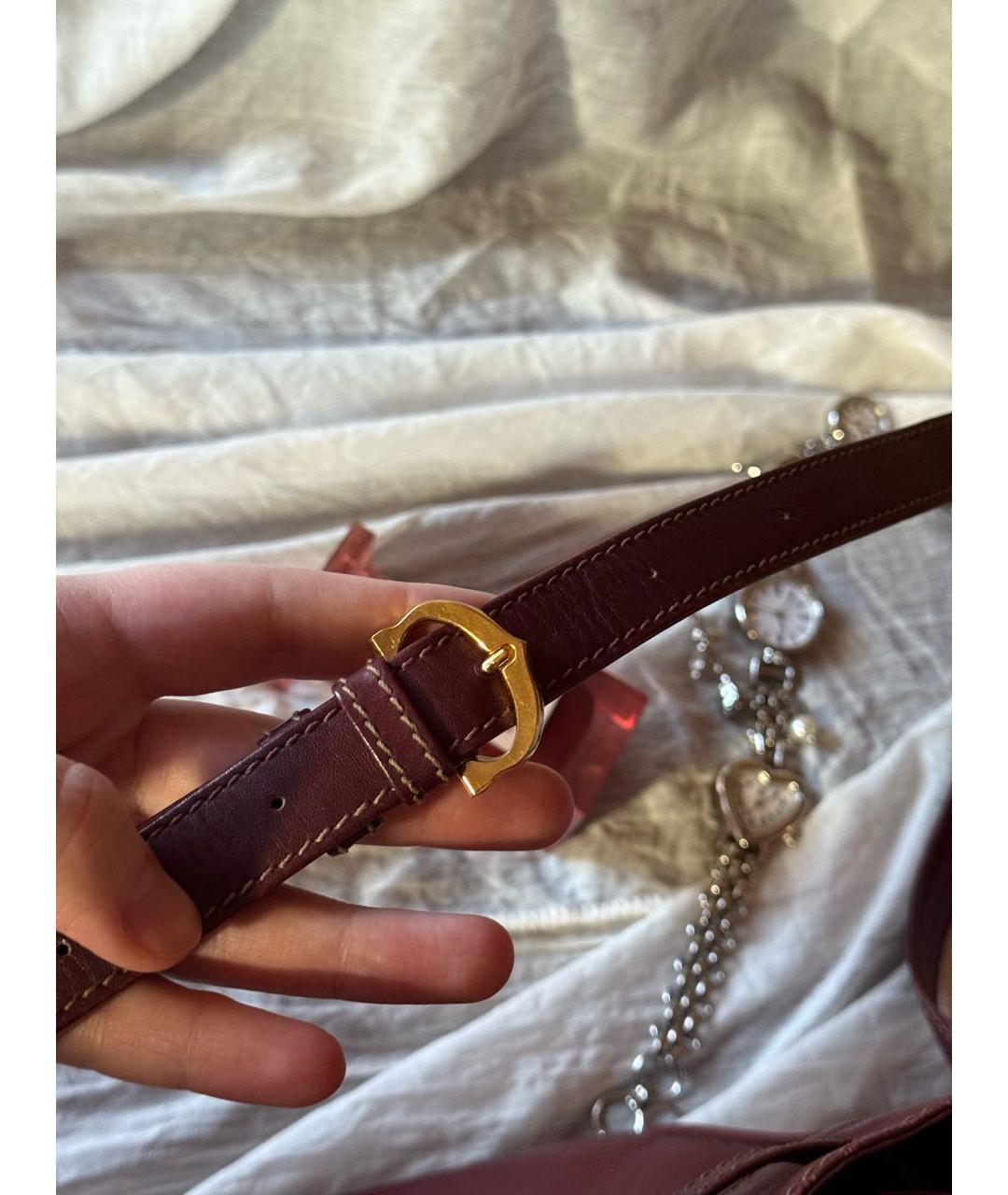 CARTIER Бордовая кожаная сумка через плечо, фото 2