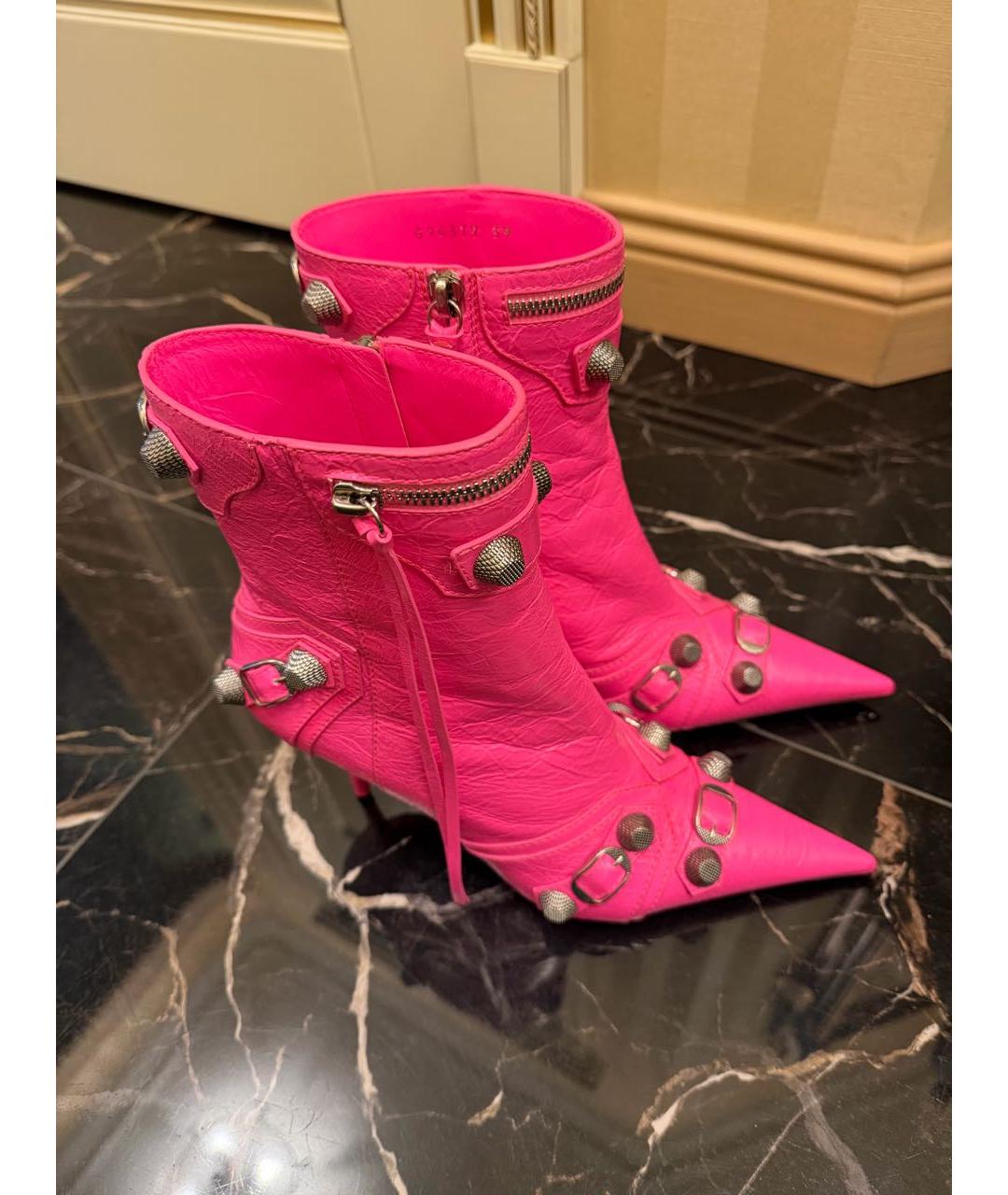BALENCIAGA Розовые кожаные ботильоны, фото 7