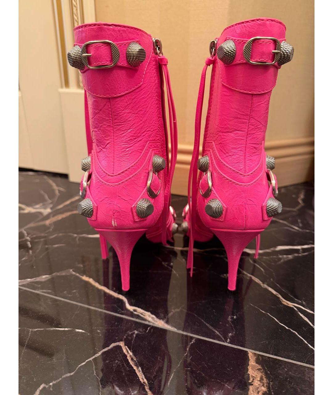 BALENCIAGA Розовые кожаные ботильоны, фото 4