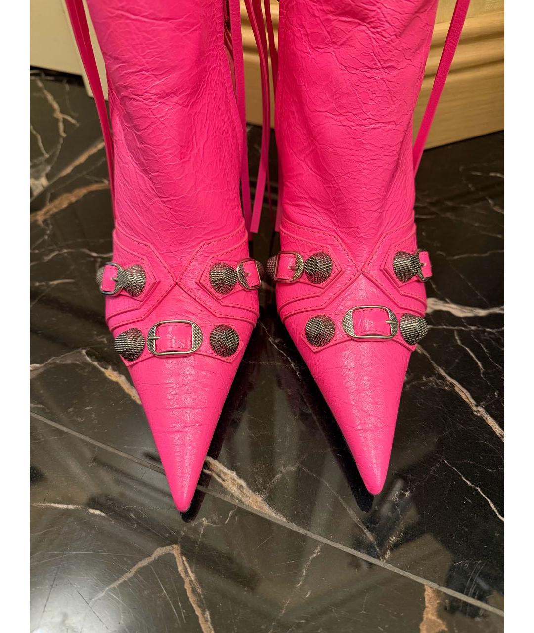 BALENCIAGA Розовые кожаные ботильоны, фото 2