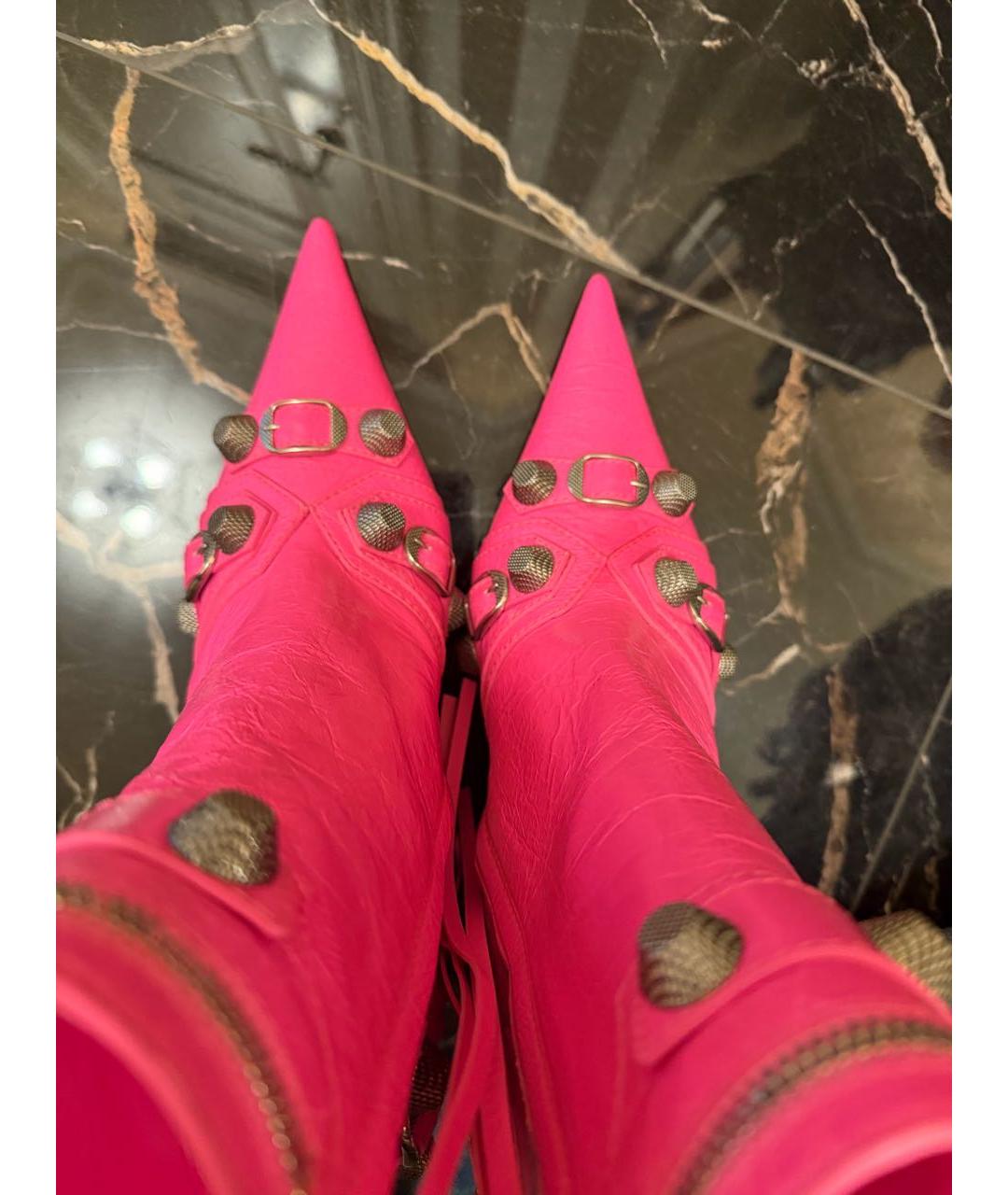BALENCIAGA Розовые кожаные ботильоны, фото 3
