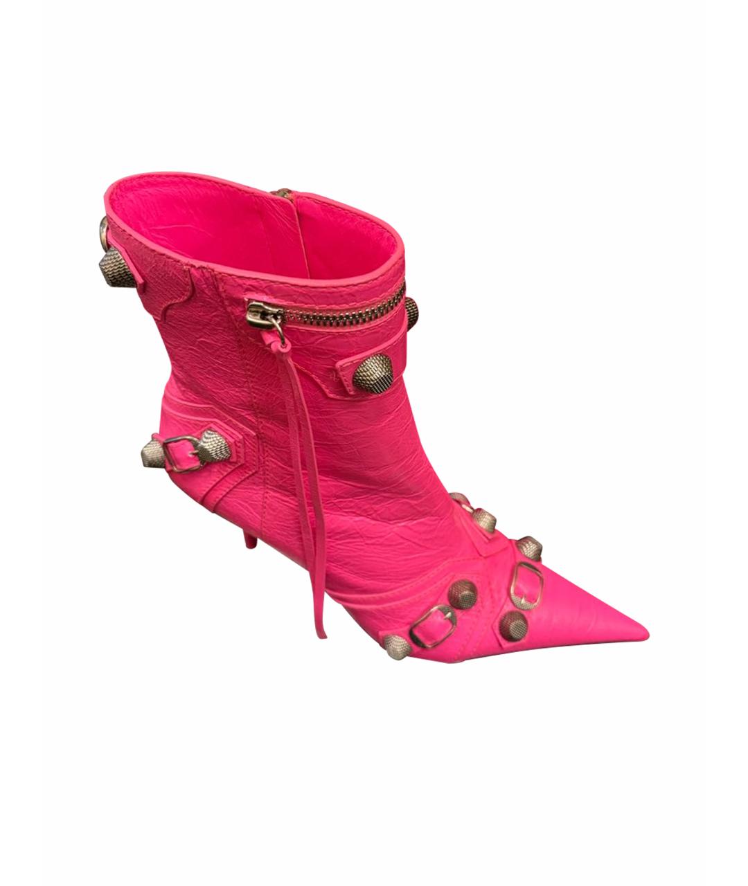 BALENCIAGA Розовые кожаные ботильоны, фото 1