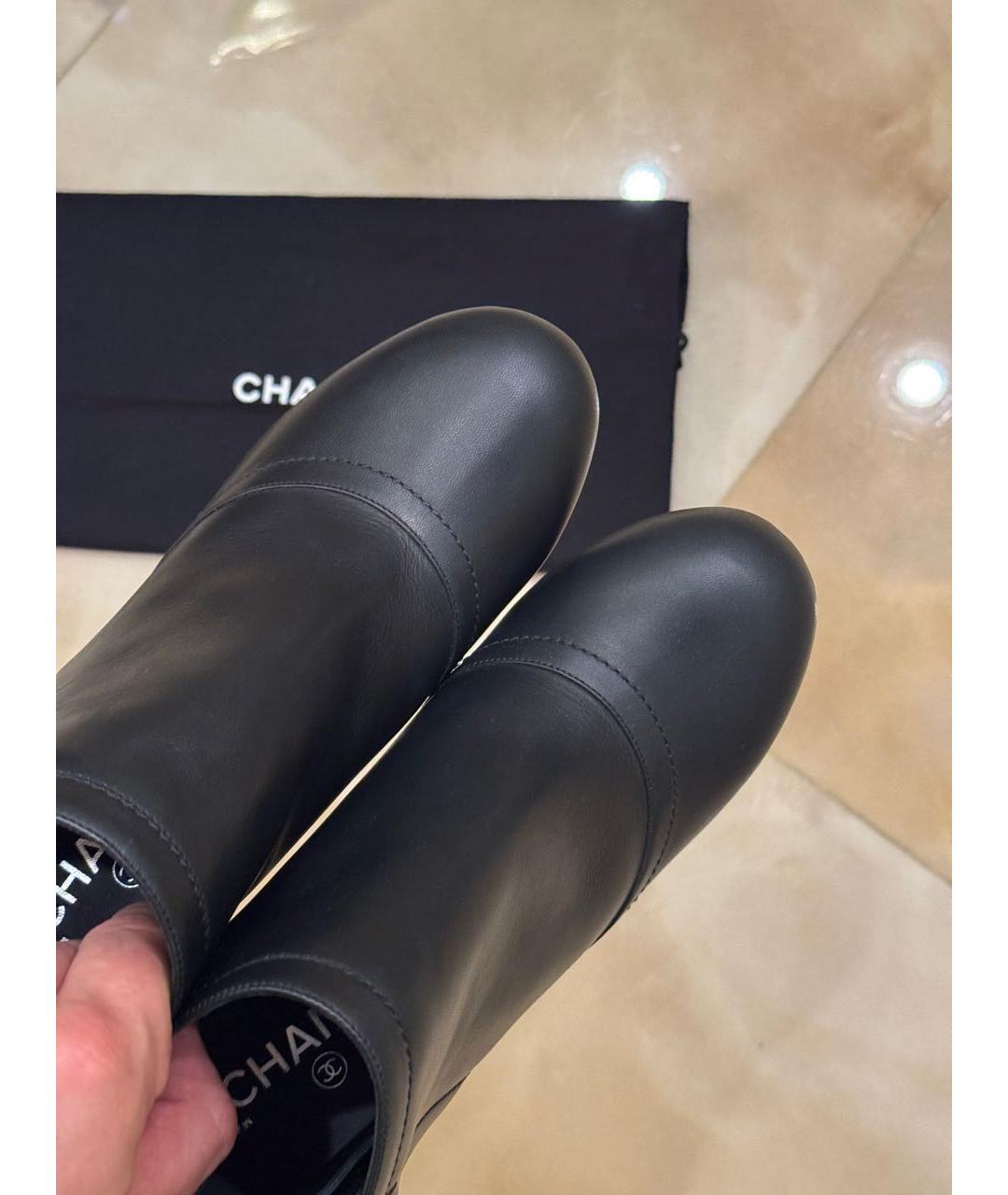CHANEL Черные кожаные ботильоны, фото 6