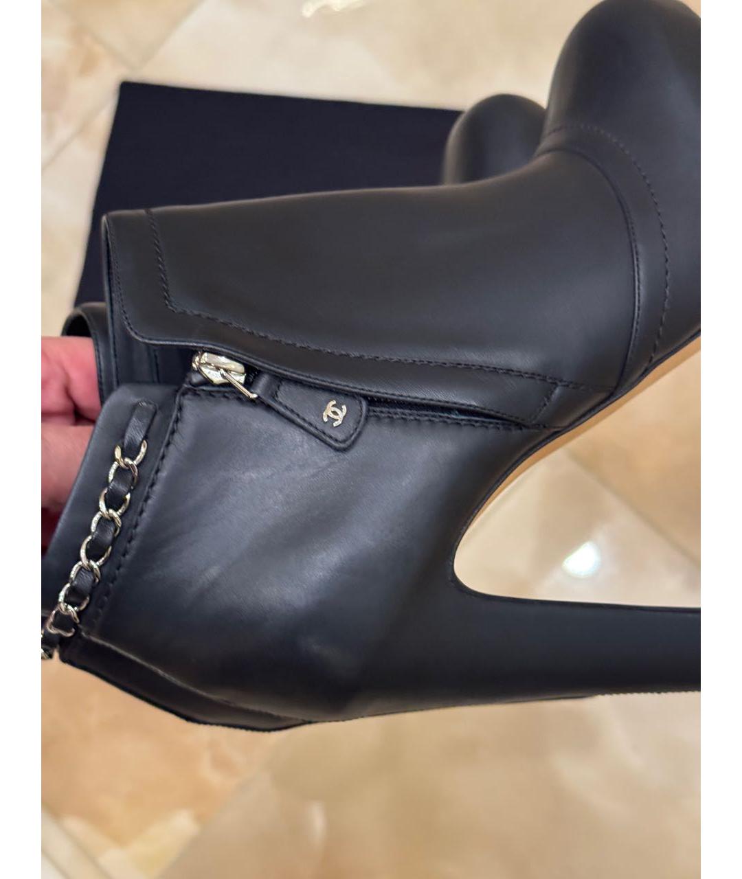 CHANEL Черные кожаные ботильоны, фото 3