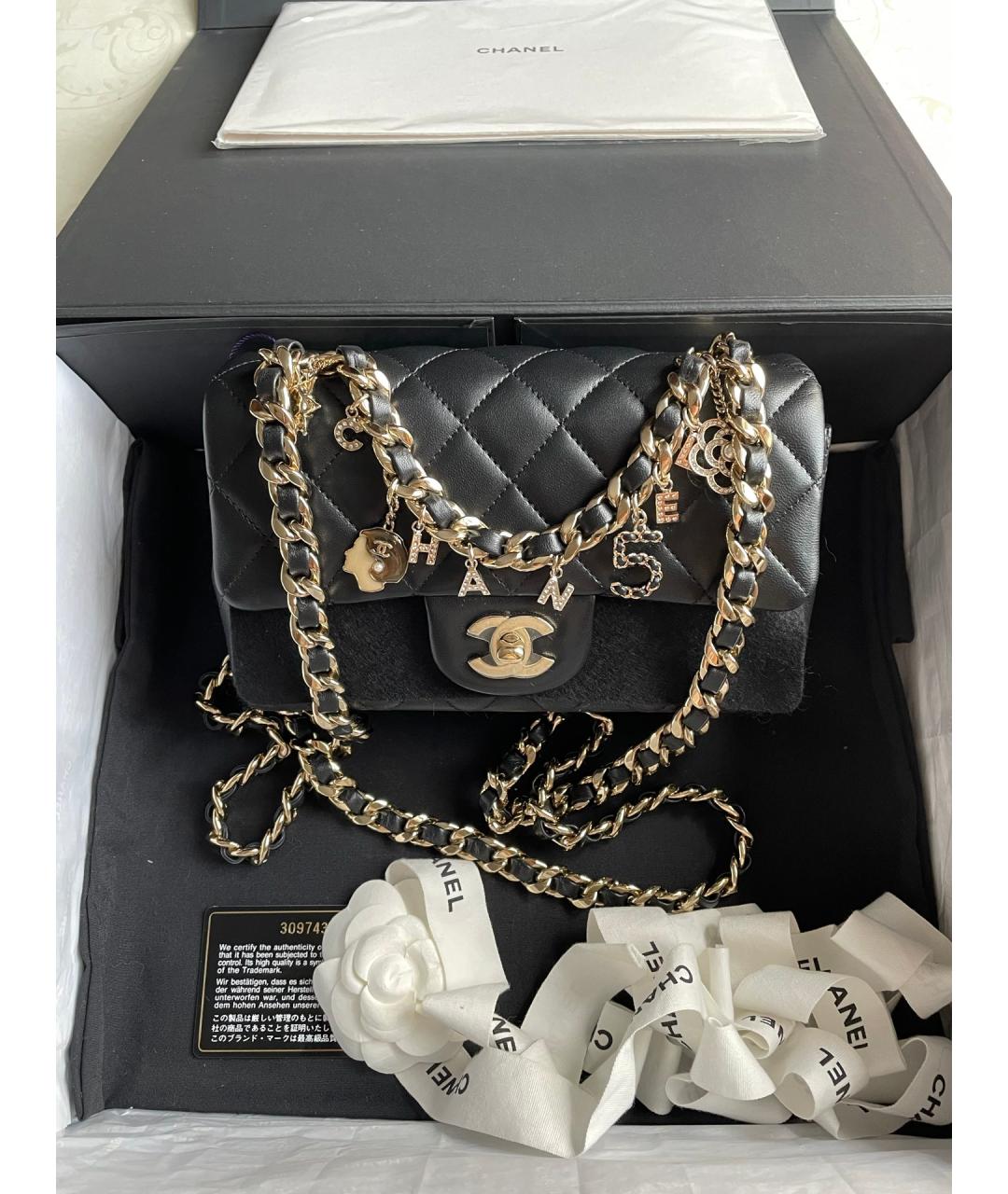 CHANEL Черная кожаная сумка через плечо, фото 7