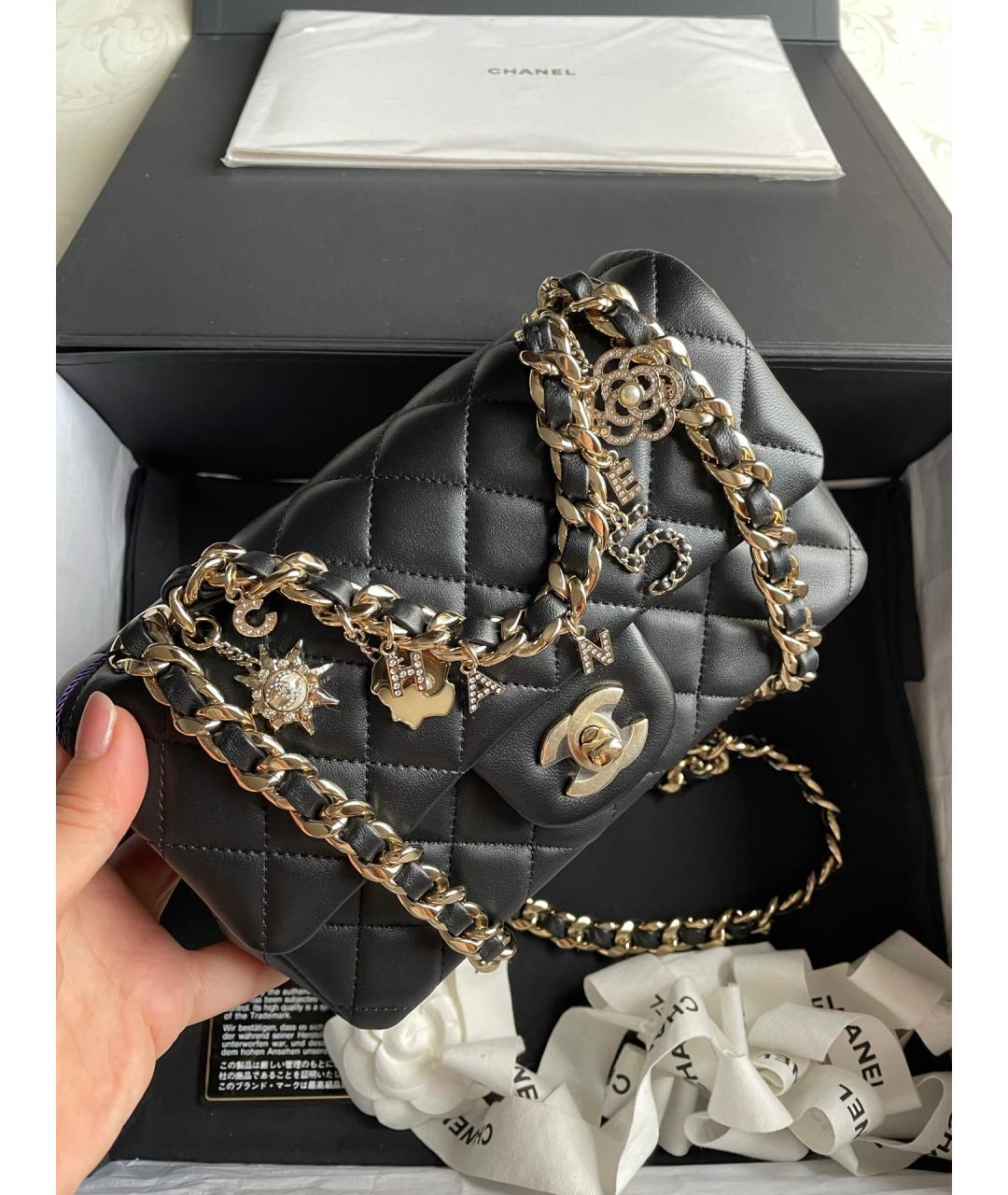 CHANEL Черная кожаная сумка через плечо, фото 2