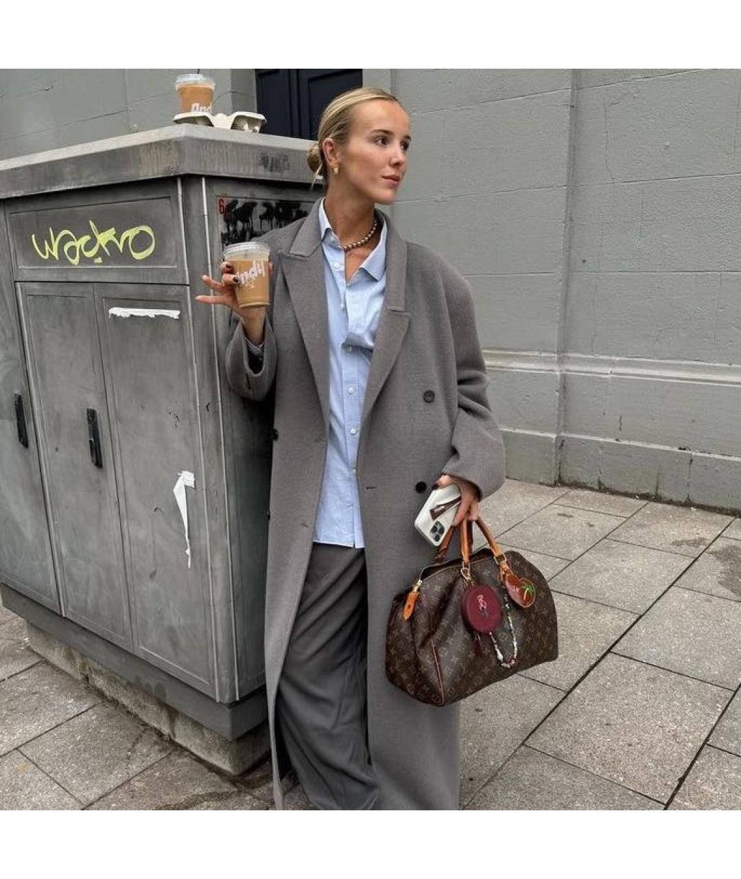 LOUIS VUITTON Коричневая кожаная сумка с короткими ручками, фото 6