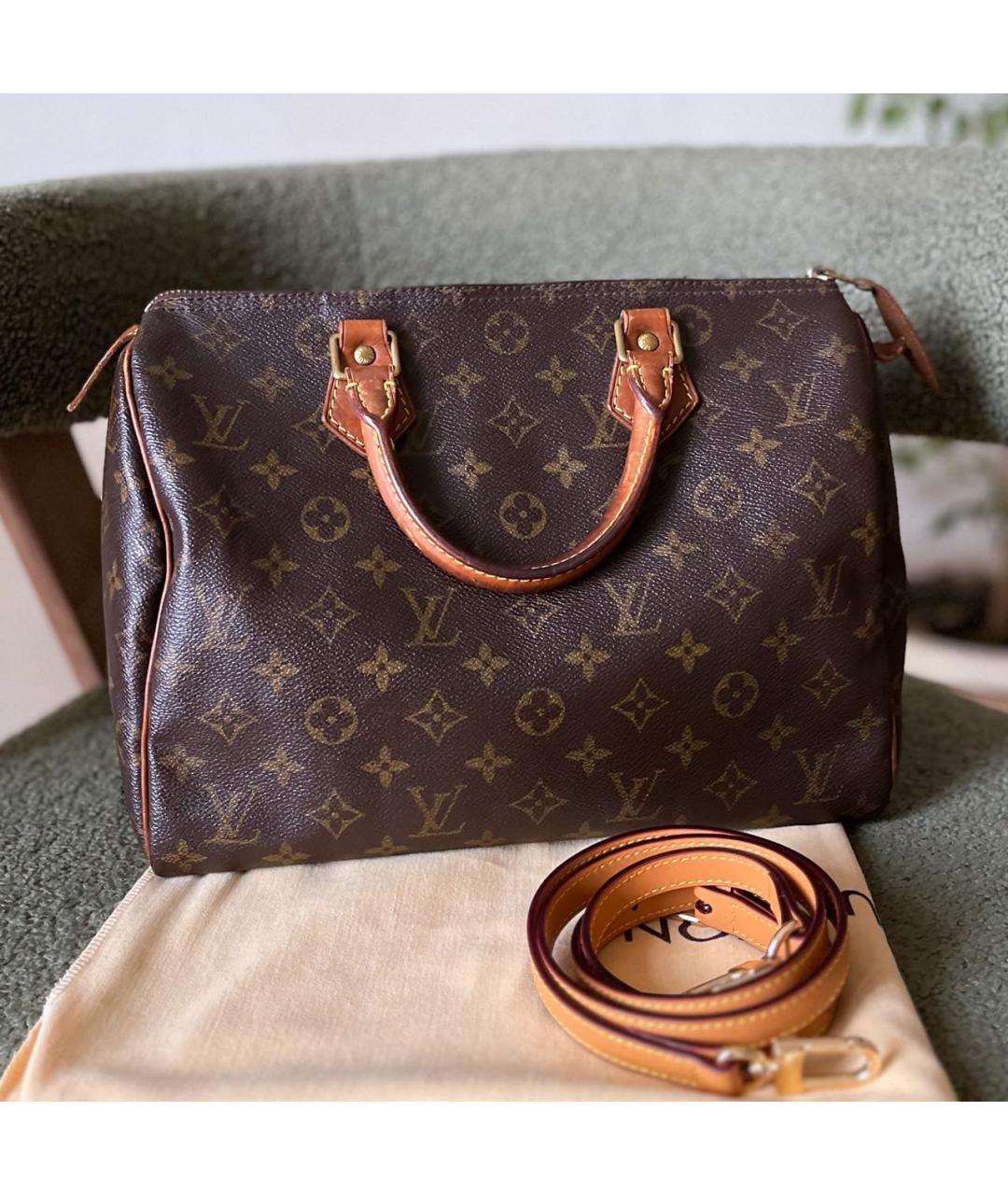 LOUIS VUITTON Коричневая кожаная сумка с короткими ручками, фото 2